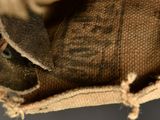 a small stuffed animal that is hiding in a bag