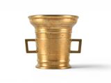 an old brass vase with handles on a white background