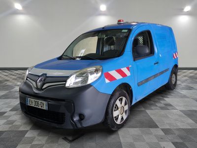 a picture of a blue van parked in a garage