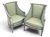 pair of french louis xvi style armchairs with green upholstered upholstered upholstered upholstered upholstered upholstered