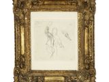 le dessin d'une femme dans un cadre doré sur fond blanc