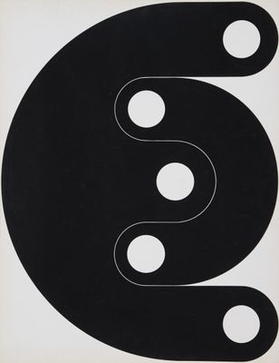 une image représentant une affiche en noir et blanc sur laquelle figurent des cercles