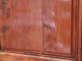 an image of a wooden cabinet with a clock on it