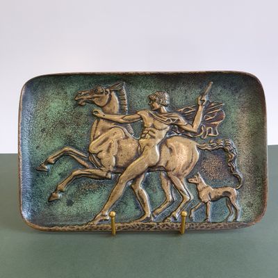 Max LE VERRIER (1891-1973) : "Bellerophon" Grand vide-poche en bronze  - Photo 1