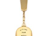 a gold - plated earring with the words far right and far left on it