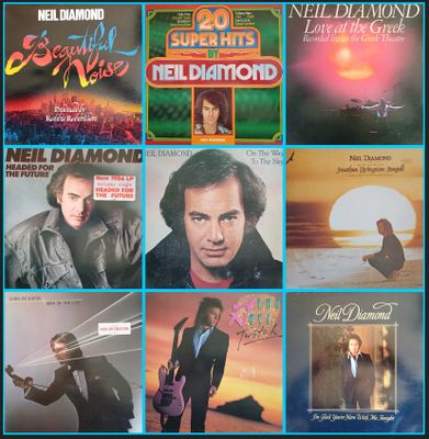 un collage de différentes pochettes d'albums représentant un homme jouant de la guitare