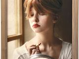 tableau représentant une femme tenant un miroir devant son visage