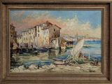 une image d'une peinture de bateaux dans l'eau