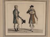 two men dressed in period clothing standing next to each other