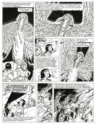 une page d'une bande dessinée représentant un oiseau en plein vol