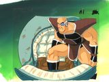 Gohan de Dragon Ball, assis sur une chaise, avec une horloge en arrière-plan