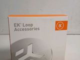 an orange and white box with a logo on it sitting on a table