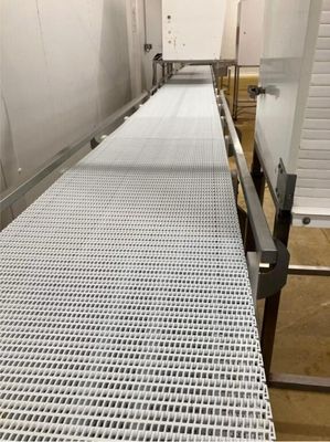 une image représentant un tapis roulant dans une usine, avec un tapis roulant au premier plan