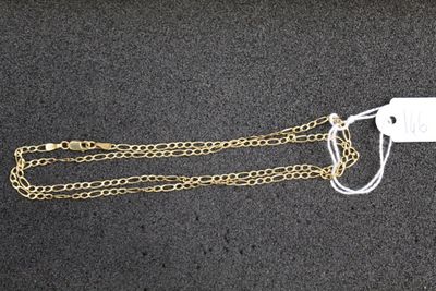 a close up of a chain with a tag attached to it