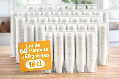 Lot de 60 paquets de 50 gobelet blanc 18 cc soit 3000 gobele…