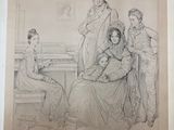 an image of a drawing of a family in a living room