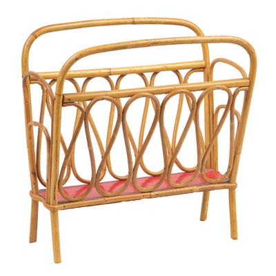 Porte-revue en rotin. Vers 1960.