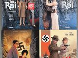 four movie posters of a man and a woman in nazi era clothing