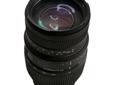 a close up of a camera lens on a white background