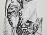 an image of a drawing of a woman holding a sword