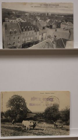 Bénévent l’Abbaye : Lot de 2cpa. Bœufs au labour + 2Cachets Hôpit...