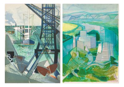 Camille HILAIRE (1916-2004) Les falaises / Le chalutier Pair…