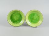 pair of green glazed plates