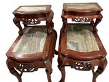 pair of antique chinese style side tables with marble tops