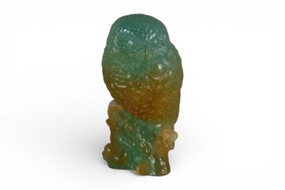 DAUM France. "Chouette" Epreuve en pate de verre bleue et am… - Photo 1