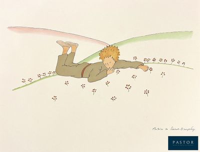 drawing of a boy laying on the ground with a surfboard in his hand