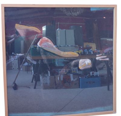 a picture of a reflection of a person in a shop window