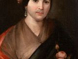 a painting of a woman with a flower in her hand
