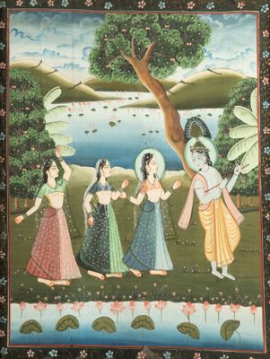 École Indienne Quatre femmes dansant