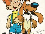 an image of a drawing of a boy and a dog