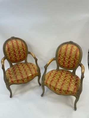 pair of antique chairs with red and gold upholstered upholstered upholstered upholstered upholstered upholstered upholstered upholstered