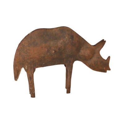 une image représentant une statue d'animal en métal sur fond blanc
