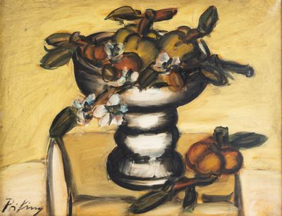 Franz PRIKING (1929-1979), "Nature morte à la coupe de fruit…