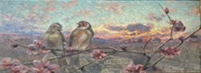 two birds sitting on a branch of a tree