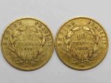 deux pièces d'or, dont l'une est ornée d'une couronne et l'autre représente une couronne