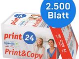 une boîte blanche contenant du papier d'impression et de photocopie, ornée d'un ruban bleu