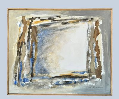 an oil painting of a picture of a mirror in a wooden frame