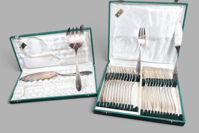 two open cases with forks and spoons in them