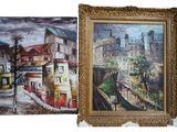 une peinture représentant une scène urbaine et une peinture représentant une scène de rue