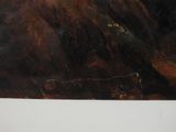 a painting on the wall of a room with a clock