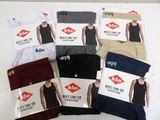 six pairs of men ' s tank tops in various colors and sizes