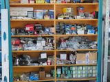 many items on the shelves in the garage
