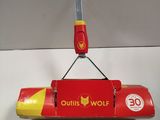 a red and yellow toy submarine on a white table
