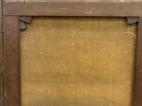 an old wooden cabinet with a door and a window