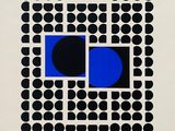 une image représentant un carré noir et bleu sur lequel figurent des cercles