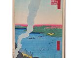 a painting of a large body of water with boats in it